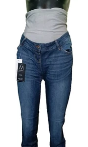 NUEVO Pantalones de mezclilla de maternidad Next Overbump ajustados para mujer, azules UK 10R - Imagen 1 de 4
