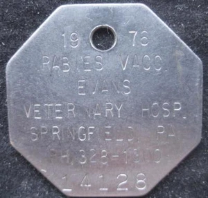 Springfield PA 1976 Tollwutsauger Evans Veterinary Hosp. #557 - Bild 1 von 2