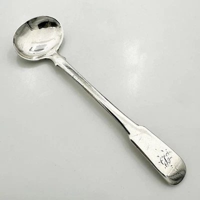 SCOTTISH WHITE METAL MUSTARD SPOON POSSIBLY GREENOCK MARKS 19TH CENTURY - Image 1 of 4