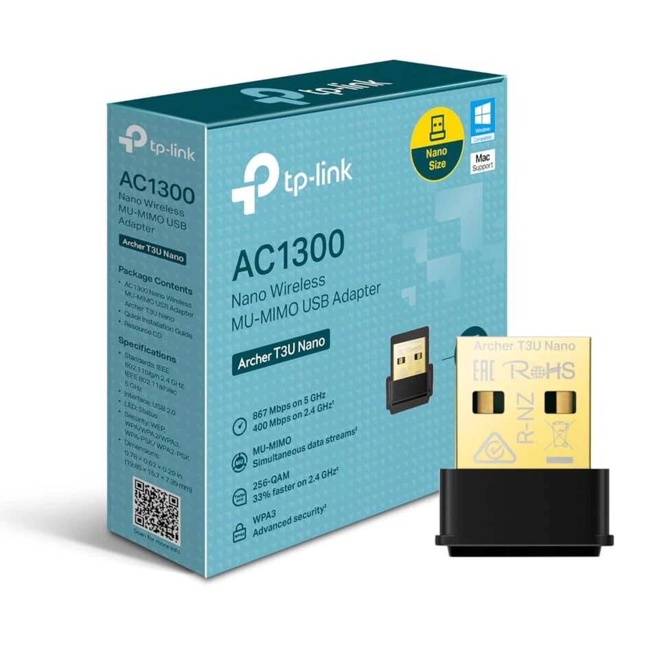 TP-LINK AC1300 Nano Design Kabellos Mu-Mimo USB Adapter ArcherT3UNano USB 2.0