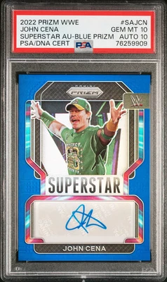 2022 Panini Prizm WWE Superstar Autographs John Cena Blue /49 PSA 10 Auto 10 - Image 1 of 2