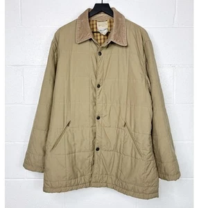 Beretta Quilted Jacket Mens 42 Khaki Corduroy Collar Plaid Lined Hunting - Picture 1 of 9