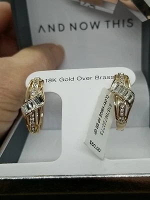 And Now This Crystal Hoop Earring 18k Over Brass $ 50.00 - Image 1 of 4