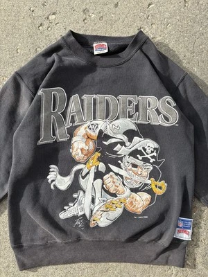 Vintage 1988 Raiders Mascot Nutmeg Jack Davis Black Crewneck Sweatshirt Medium - Image 1 of 4