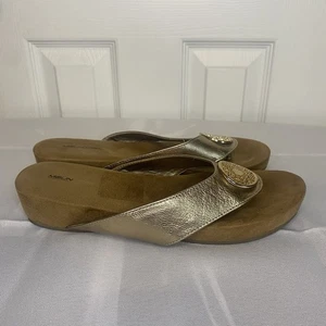 Mountrek Shoes Sandals Slip On Wedge Heather Beach Memory Foam Gold Women's 8 - Picture 1 of 3