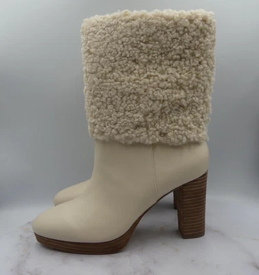 Botas Charles David para mujer talla 8,5 M blanco roto imitación piel de oveja tacón Nella Foto 1 de 4