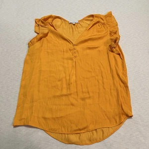 Blusa Maison d'Amélie Anthropologie Amarilla Botón Aireada Dobladillo Alto Bajo Talla Grande - Imagen 1 de 6