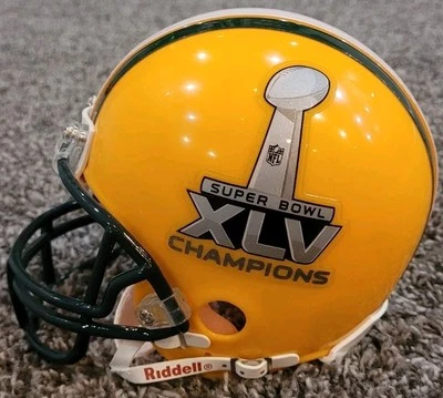 Minicasco raro Riddell NFL Green Bay Packers Super Bowl 45 Champs Foto 1 de 4