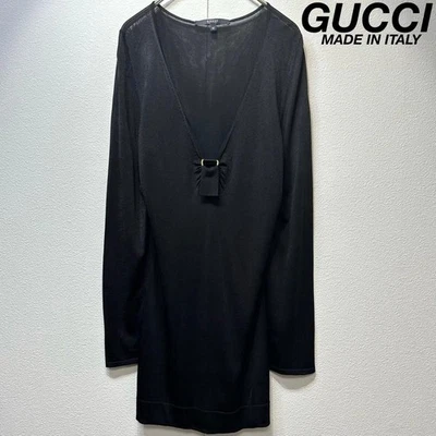 GUCCI Sweater rayon V-neck metal detail design tunic knit size M - Image 1 of 4