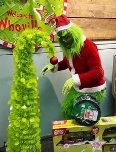 Grinch Stole Christmas 5ft Green Bent Pop Up Tree With Lights Metal Stand & Ball - Picture 1 of 12