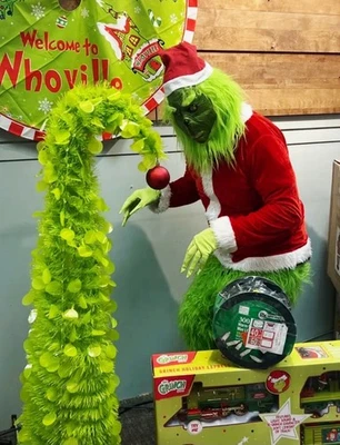 Grinch Stole Christmas 5ft Green Bent Pop Up Tree With Lights Metal Stand & Ball - Image 1 of 4