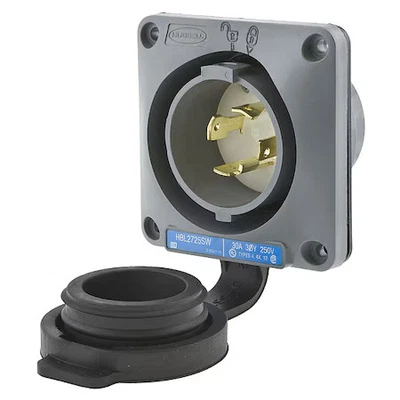 Hubbell Wiring Device-Kellems Hbl2725sw Watertight Flanged Locking Inlet, 30 A, - Image 1 of 2