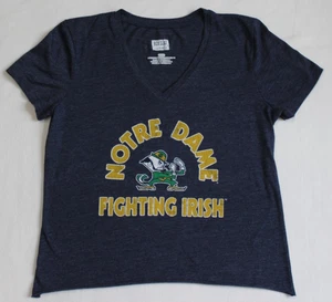 Camisa Notre Dame Fighting Irish para mujer talla mediana azul marino manga corta cuello en V - Imagen 1 de 12