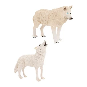 2 Pcs Weißes Wolfsmodell Bildungsspielzeug Simulationstiermodell - Photo 1/12