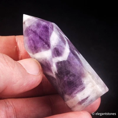 37g57mm Chevron Amethyst Point Natural Crystal Obelisk Tower Healing Gemstone - Image 1 of 4