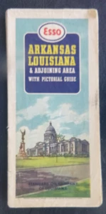 1942 Arkansas Louisiana road map Esso oil gas Arkansas State Capital pictorial - Picture 1 of 5
