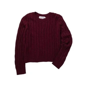 Cotton Emporium Girls Crewneck Cable Knit Pullover Sweater in Burgundy XL $34 - Picture 1 of 5