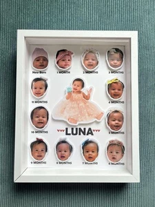 Personalized 3D Baby Monthly Milestone Frame FRAME INCLUDED - Picture 1 of 2