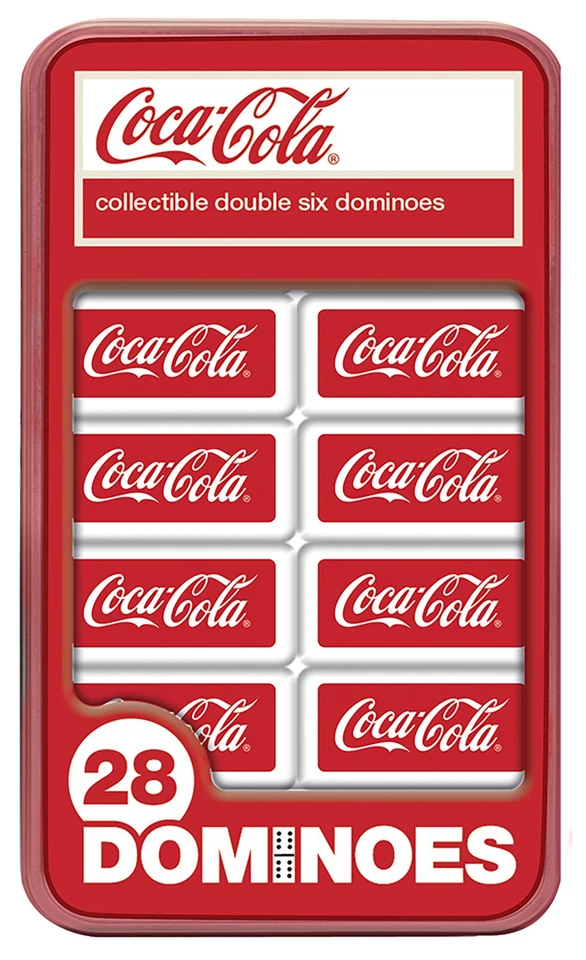 Masterpieces Coca-Cola Double Six Dominoes in Collectors Tin 42074