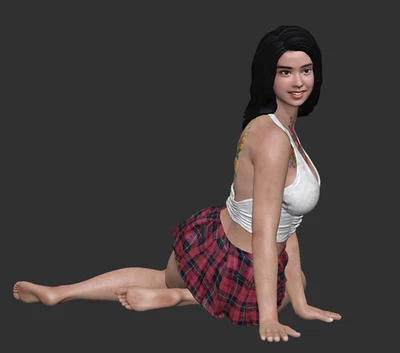 Resin Diorama 1:64 Gothic Skirt Leaning Girl Mini Figurine Doll Toy Scene Props - Image 1 of 3