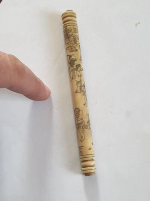 MANCHE D OMBRELLE ANCIEN CHINOIS FIN XIXeS CHINESE ART PERSONNAGES CHINOIS 15CM - Photo 1/4