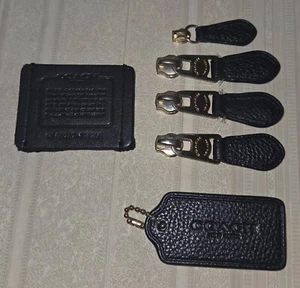 Lotto di 4 tiranti per cerniera in pelle di ricambio Coach + ciondolo cartellino da appendere - Foto 1 di 7