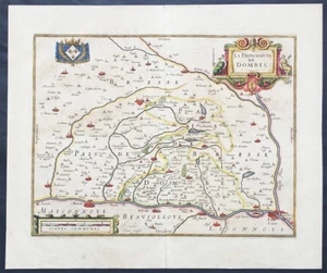 1638 Henricus Hondius Antique Map of the Principality of Dombes, Ain, SE France - Picture 1 of 4