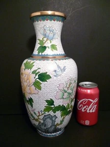 Export Chinese Cloisonne Vase Colorful Lotus Design 12" Authentic 2912 - Picture 1 of 6