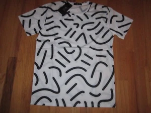 TAY ARTWEAR SHIRTS - ART U WEAR - DESIGNER SHIRT - WHITE WITH BLACK DESIGN - L - Picture 1 of 3