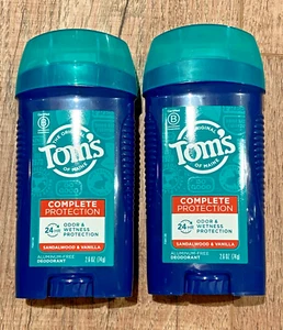 Pack of 3 Tom's of Maine Sandalwood & Vanilla Deodorant Complete Protection READ - Picture 1 of 2