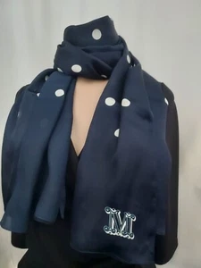 Pañuelo seda Max Mara azul oscuro con lunares - Imagen 1 de 1