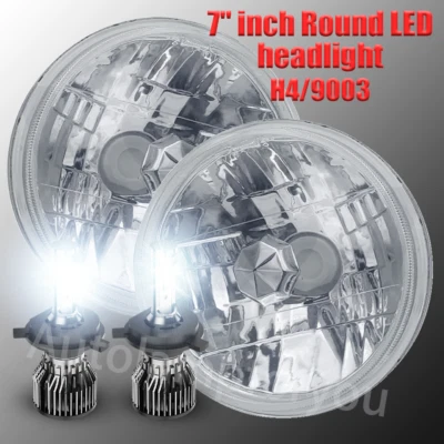 Kit de conversión de faros LED redondos de 7" para Ford F150 1975-1979 H4 haz alto y bajo Foto 1 de 4