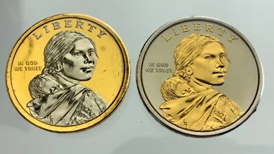 2010 Native American Dollar Platinum Gold Highlighted Sacagawea Dollar AA370 - Image 1 of 4