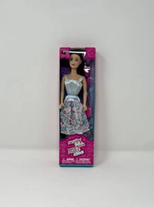 Fashion Doll Poupee Mode Blue Sparkle Flowers Swirl Dress Pageant Woman 11.5 in - Picture 1 of 8