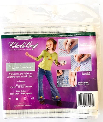 Cross Stitch 14 ct Waste Canvas for Designs on Fabric T-Shirts Charles Craft New - Image 1 of 3