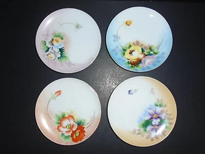 Meito China Japan ~ 4 HAND PAINTED FLORAL FLOWER PLATES ~ The Jonroth Studios - Picture 1 of 12