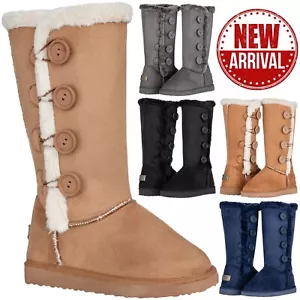 NEW Women's Snow Boots Fleece Lined Mid-Calf Snow Boots Fur Lined Winter Boots - Picture 1 of 41