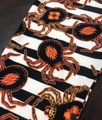 Nuevos Leggings LuLaRoe - Blanco Negro Rayas Naranja Arañas Halloween T & C 12-18 Foto 1 de 4