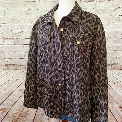 Laura Ashley Mujer Talla Grande Leopardo Tapiz Chaqueta Talla 2X Marrón Negro Tostado Foto 1 de 4