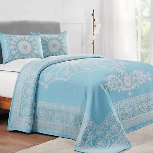 Kymbal Lightweight Cotton Blend Woven Jacquard Bohemian Medallion Bedspread Set - Picture 1 of 65