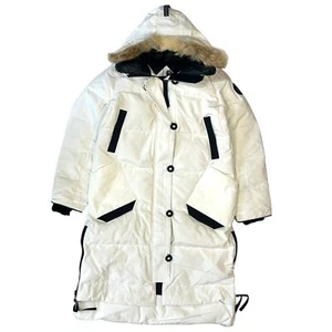 CANADA GOOSE Aldridge Ladies Down White Hood Longline Parka Coat S NEW RRP 1395