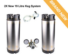2X New 19L Stainless Steel Keg System w/ Picnic Tap Co2 Regulator Disconnects