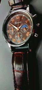 ⌚️NEW Geneva Brown Rose Gold Roman Numeral Quartz Stylish Fashion Mens Watch AUS - Picture 1 of 19