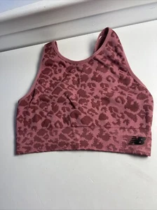 NEW BALANCE Women's Sports Bra Pink Extra Large Animal Print - Picture 1 of 6