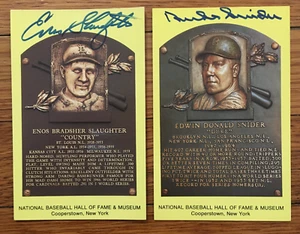 Enos Slaughter (d.2002) + Duke Snider (d.2011) signed auto HOF plaque postcards - Picture 1 of 5