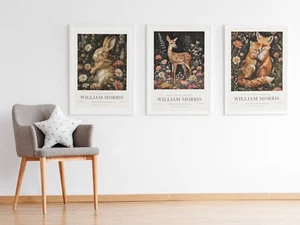William Morris Set of 3 Vintage Cotton Prints Exhibition Posters - Picture 1 of 8