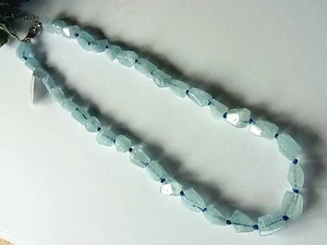 SCHMUCK-STCK MILKY AQUA AQUAMARIN EDELSTEIN KETTE SILBER 41 CM 45 CM Beryll - Picture 1 of 1