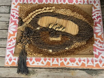 Tapiz abstracto vintage años 70 Don Freedman colgante de pared firmado con etiquetas 49x33 Foto 1 de 4