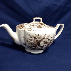 Rare Windsor Ware Teapot Transferware Dover Brown Floral Johnson Bros England - Picture 1 of 10