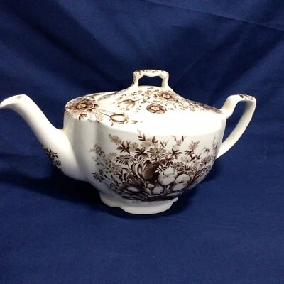 Raro bule Windsor Ware transferware Dover marrom floral Johnson Bros England - Imagem 1 de 4